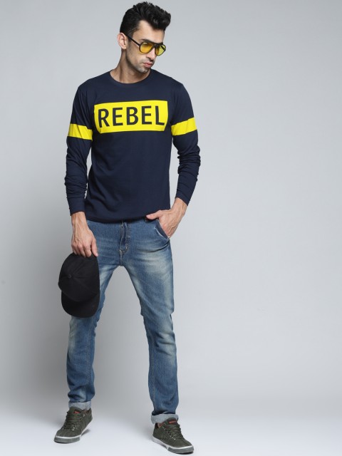 

DILLINGER Men Navy Blue Printed Round Neck T-shirt