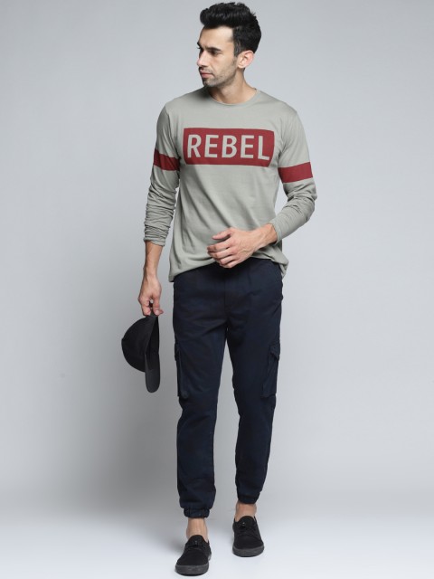 

DILLINGER Men Grey Printed Round Neck T-shirt