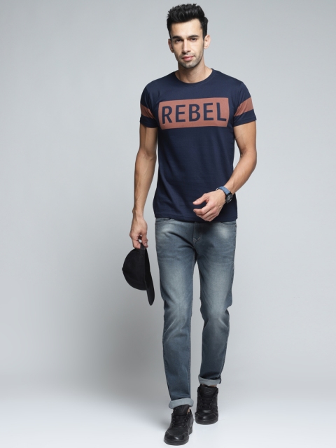 

DILLINGER Men Navy Blue Printed Round Neck T-shirt
