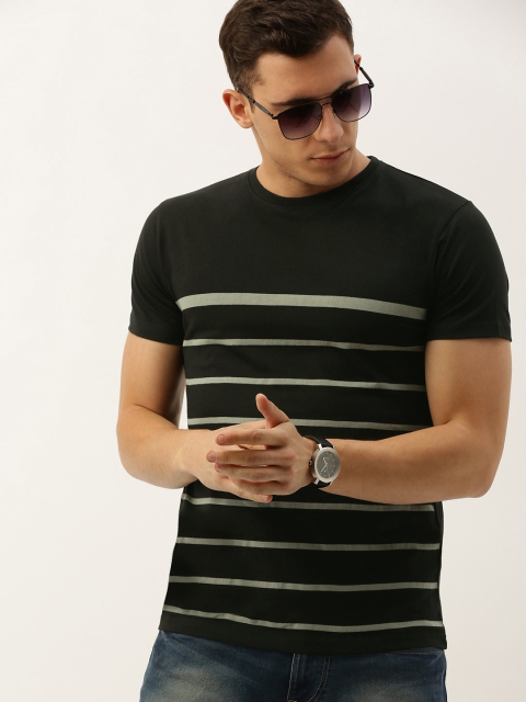

DILLINGER Men Black Grey Striped Round Neck Pure Cotton T-shirt
