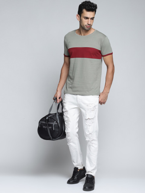 

DILLINGER Men Grey Colourblocked Round Neck T-shirt