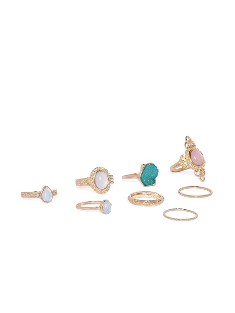 

Pipa Bella Women Set Of 8 Finger Rings, Gold
