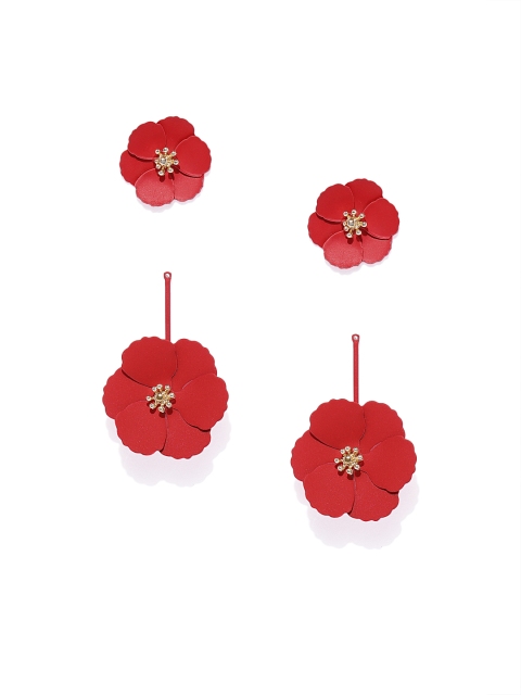 

Pipa Bella Red & Gold-Toned Floral Studs