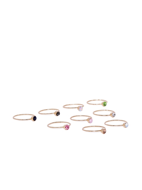 

Golden Peacock Set of 9 Rings, Gold