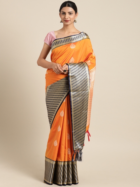 

Varkala Silk Sarees Orange Pure Silk Woven Design Banarasi Saree