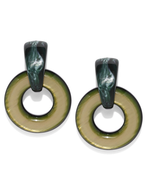 

Blisscovered Green Circular Drop Earrings