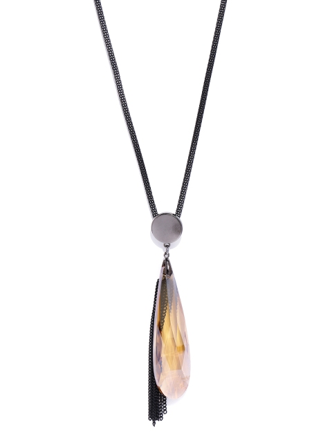 

Blisscovered Black & Yellow Colored Geometric Pendant With Chain
