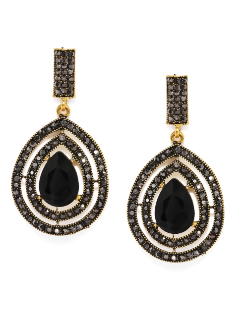 

Blisscovered Black & Gold-Toned Contemporary Drop Earrings