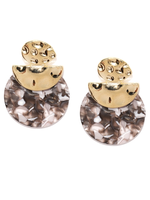 

Blisscovered Grey & Gold-Toned Circular Drop Earrings