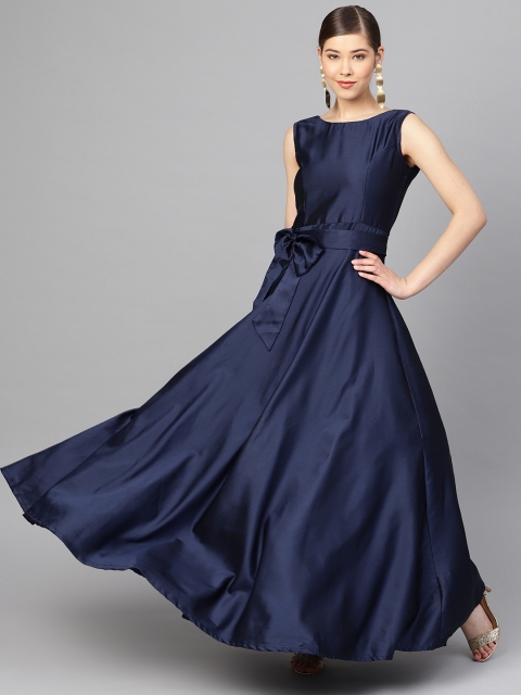 

Inddus Women Navy Blue Solid Maxi Dress