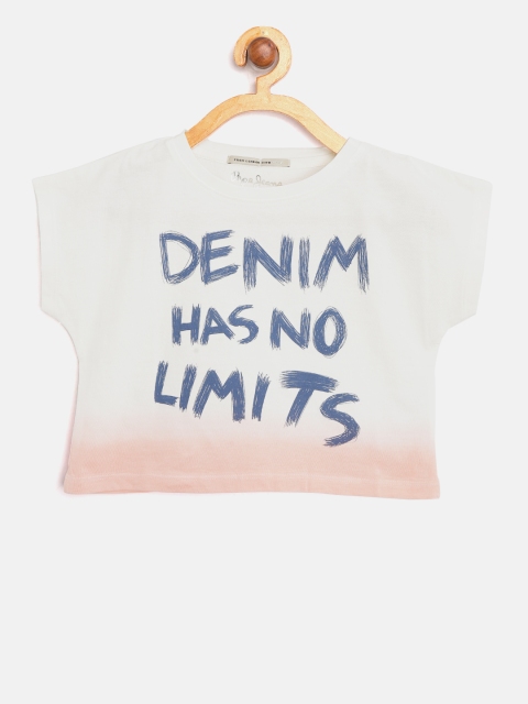 

Pepe Jeans Girls Off-White Printed Round Neck Boxy T-shirt