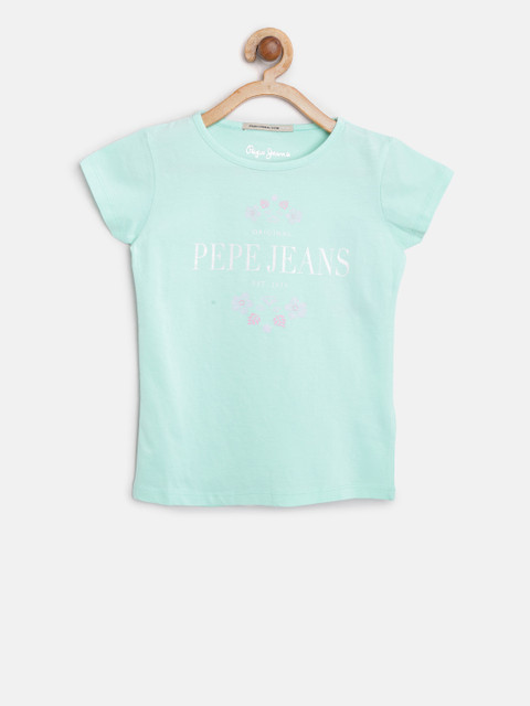 

Pepe Jeans Girls Sea Green Printed Round Neck T-shirt