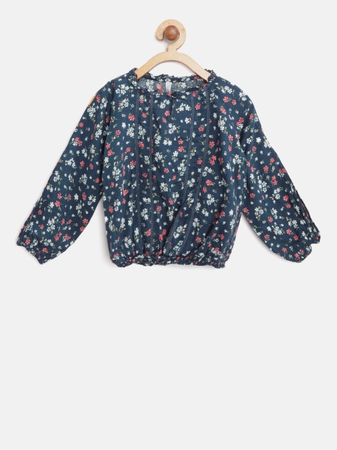 

Pepe Jeans Girls Navy Blue Printed Blouson Top