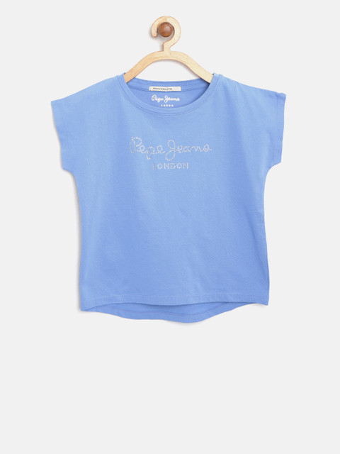 

Pepe Jeans Girls Blue Solid Pure Cotton Top