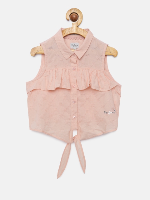 

Pepe Jeans Girls Pink Regular Fit Solid Casual Shirt