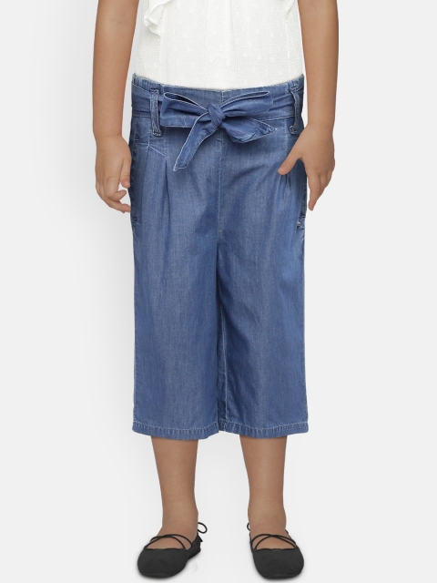

Pepe Jeans Girls Navy Blue Solid Wide Leg Palazzos
