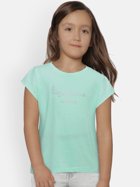 

Pepe Jeans Girls Sea Green Printed Round Neck T-shirt
