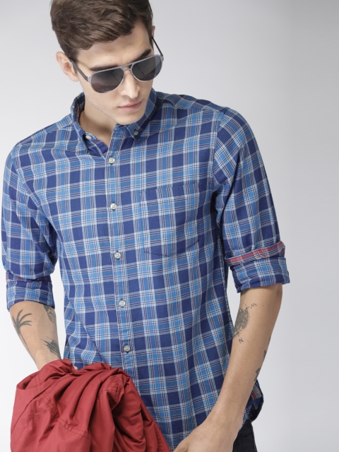 

Harvard Men Blue & White Checked Casual Shirt