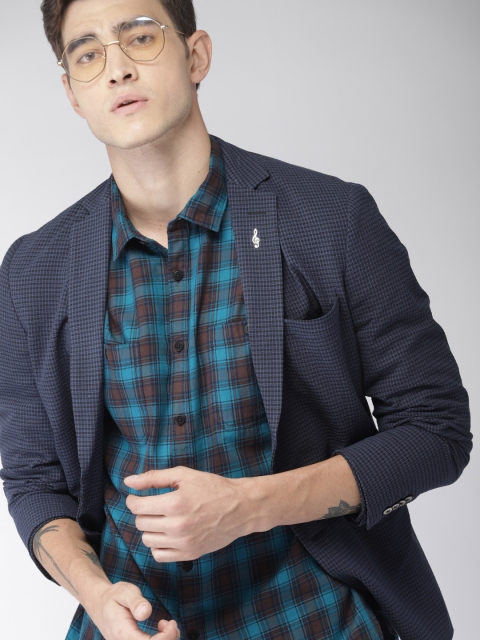 

Harvard Men Blue & Brown Checked Casual Shirt
