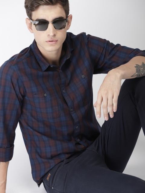 

Harvard Men Blue & Brown Checked Casual Shirt