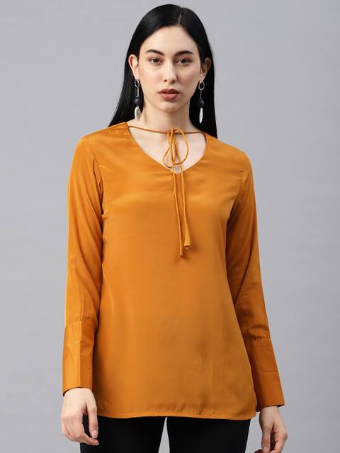 

EMBLAZE Women Mustard Yellow Solid Top