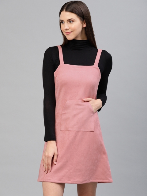 

EMBLAZE Women Pink & Black Pinafore Dress With Top