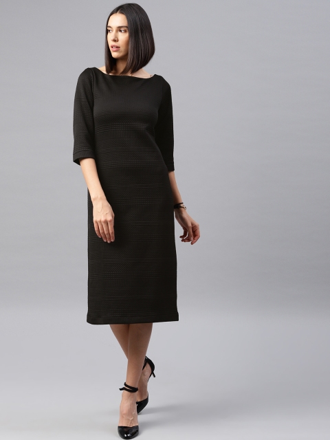 

EMBLAZE Women Black Self-Design Sheath Dress
