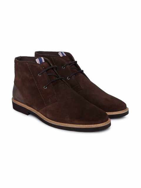 

Jack & Jones Men Brown Solid JFW ASTON Suede Mid-Top Flat Boots