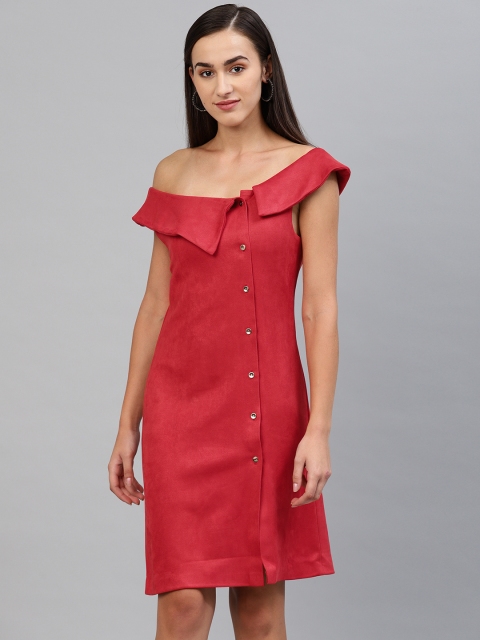 

EMBLAZE Women Red Solid Sheath Dress