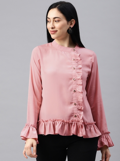 

EMBLAZE Women Pink Solid Regular Top