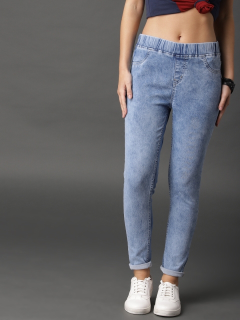 

The Roadster Lifestyle Co Women Blue Washed Denim Jeggings