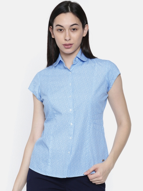 

Park Avenue Women Blue Regular Fit Printed Semiformal Shirt