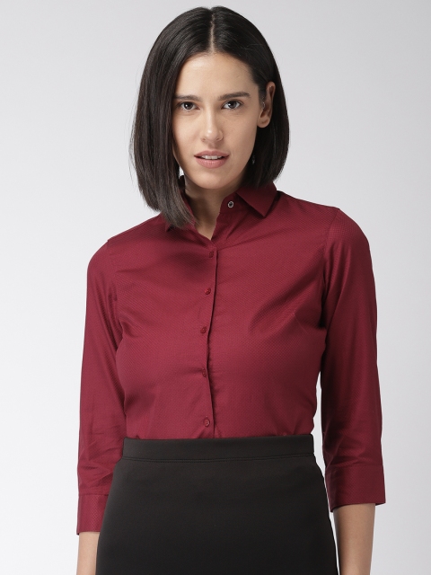 

Park Avenue Woman Women Maroon Regular Fit Self Checked Formal Shirt