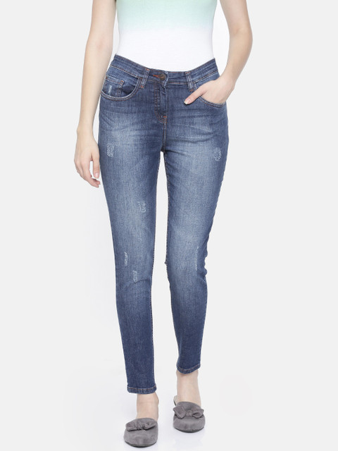 

Park Avenue Woman Women Blue Skinny Fit Mid-Rise Low Distress Stretchable Jeans