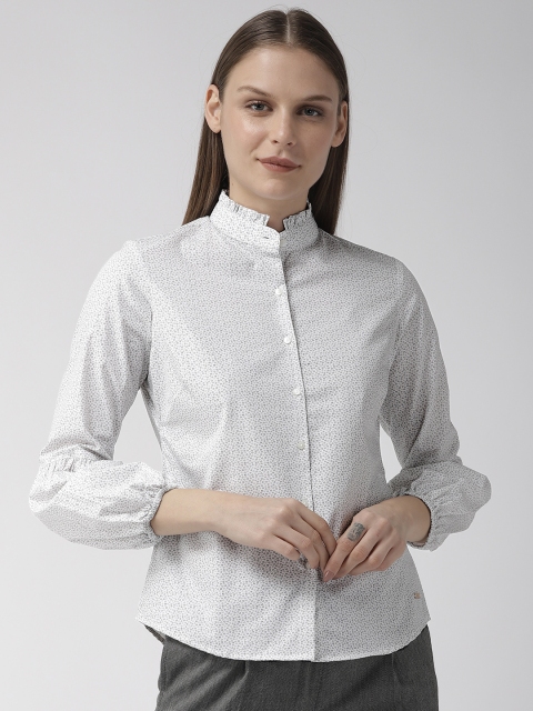 

Park Avenue Women White & Black Regular Fit Printed Formal Shirt