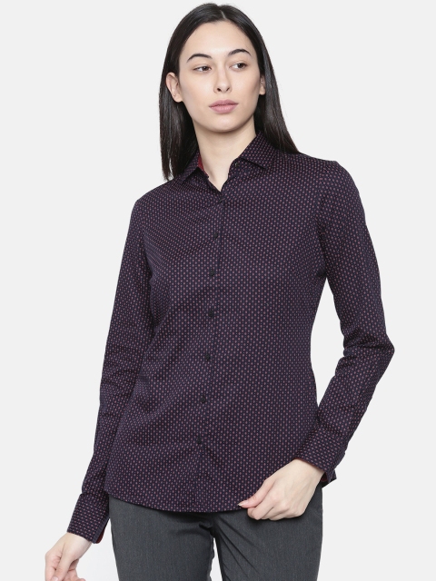 

Park Avenue Women Navy Blue Regular Fit Printed Shirt