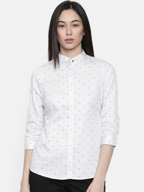 

Park Avenue Women White & Grey Printed Casual Shirt