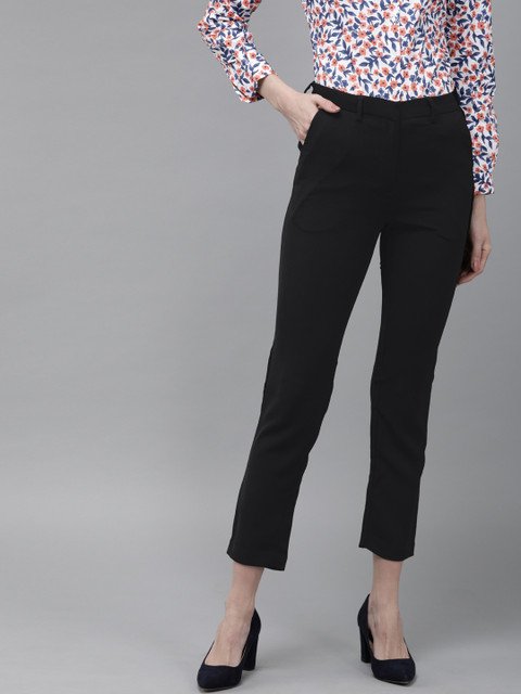 

Park Avenue Women Black Regular Fit Solid Regular Trousers