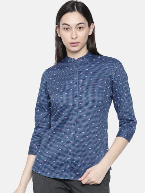 

Park Avenue Women Blue Regular Fit Printed Semiformal Shirt