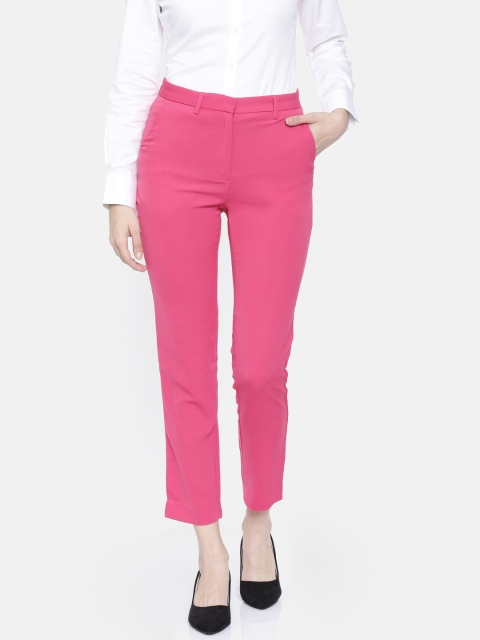 

Park Avenue Woman Women Pink Tapered Fit Solid Formal Cropped Trousers