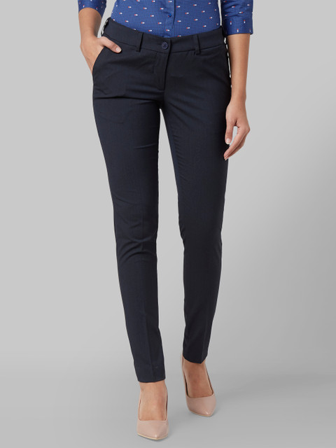 

Park Avenue Women Navy Blue Regular Fit Solid Formal Trousers