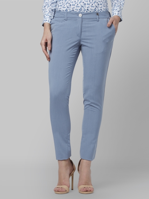 

Park Avenue Women Blue Regular Fit Solid Cigarette Trousers