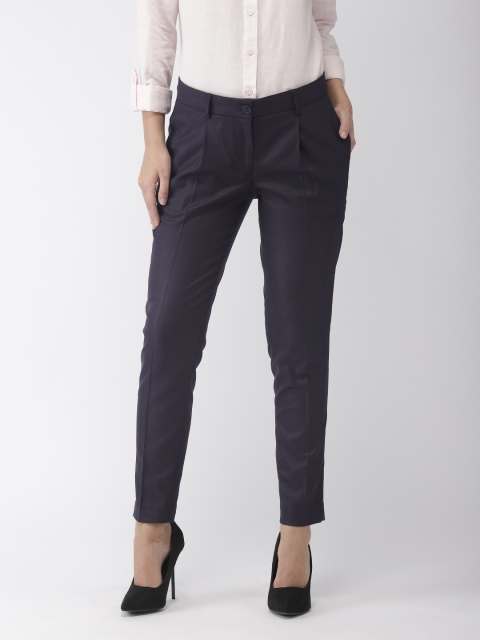 

Park Avenue Women Navy Blue Regular Fit Solid Regular Trousers