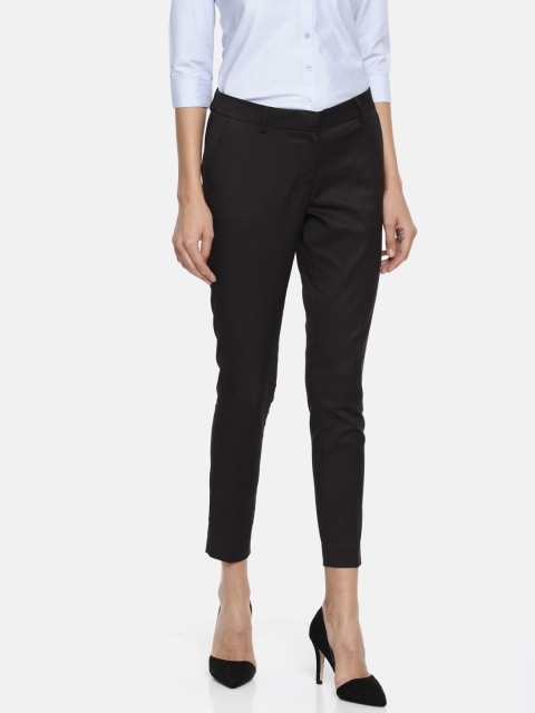 

Park Avenue Woman Black Tapered Fit Solid Formal Trousers