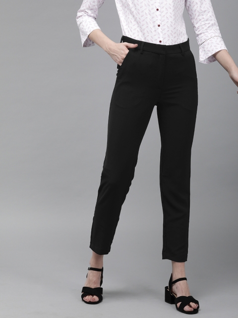 

Park Avenue Women Black Tapered Fit Solid Formal Trousers