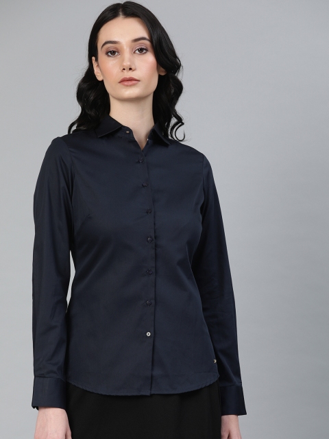 

Park Avenue Women Navy Blue Regular Fit Solid Formal Shirt