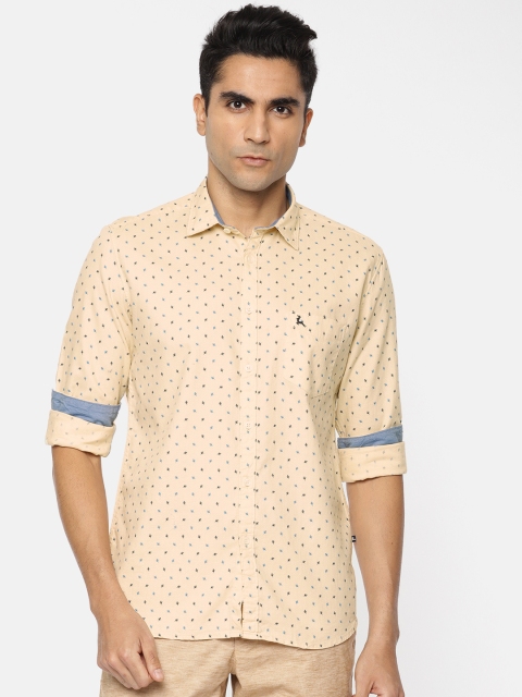 

Parx Men Beige & Blue Slim Fit Printed Casual Shirt