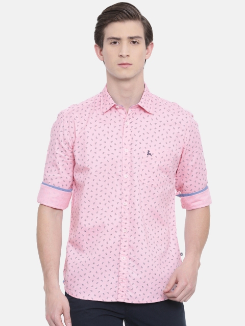 

Parx Men Pink & Navy Blue Slim Fit Printed Casual Shirt