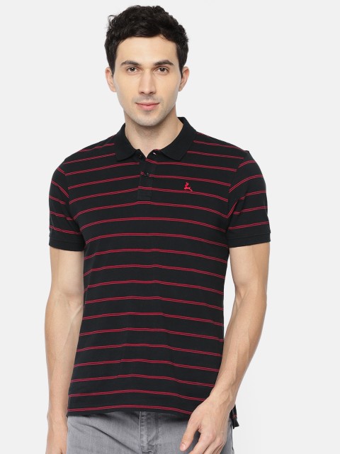 

Parx Men Black & Red Striped Polo Collar T-shirt