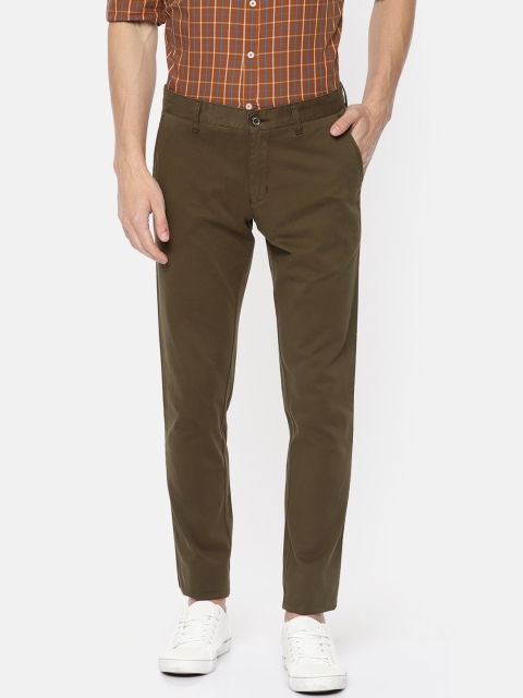 

Parx Men Olive Green Lowell Tapered Fit Solid Chinos